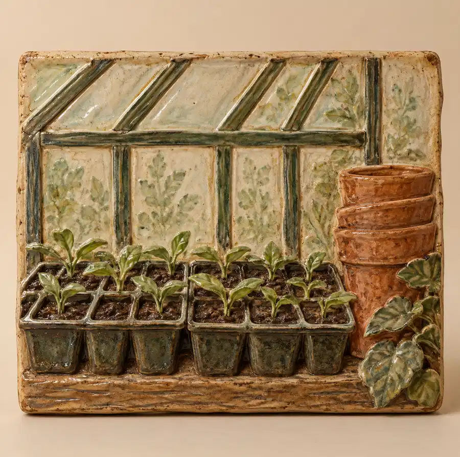 Illustration of garden businesses equipment and workspace